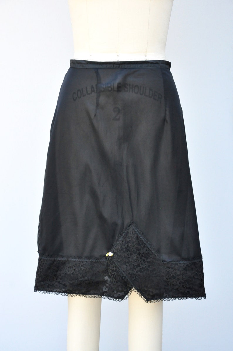 Under Skirt 50s Floral LACE Half Slip Black Slip Goth Pin Up XS S Floral Details Skirt Slip Sheer Slip Mid Century 50s 60s