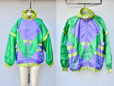 Lightweight Casual Hooded Neon Windbreaker Jacket, Sun Protection
