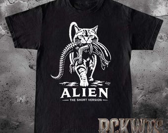 Alien Short Version parody cat shirt, sci‑fi feline tee, unisex graphic t‑shirt, Alien short version parody tee, Graphic cat parody tee RW31