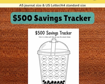 500 Dollar Savings Tracker Bullet Journal  Printable Page, ADHD Friendly Financial Planner