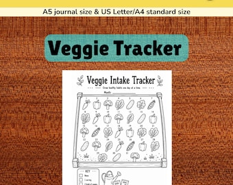 Bujo Vegetable Intake Tracker Bullet Journal  Printable Page, ADHD Friendly Healthy Eating Habits Planner