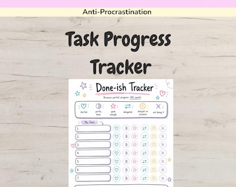 Task Progress Tracker Printable for  Adult ADHD Executive Function to Stop Procrastination, Project Management and Work Motivation
