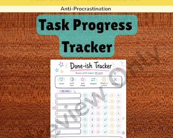 Task Progress Tracker Printable for  Adult ADHD Executive Function to Stop Procrastination, Project Management and Work Motivation