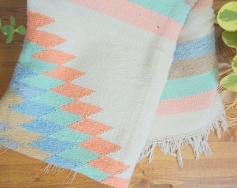 Mexican Saltillo Pastel Throw/Southwest Festival Blanket/Rug/Wall Hanging