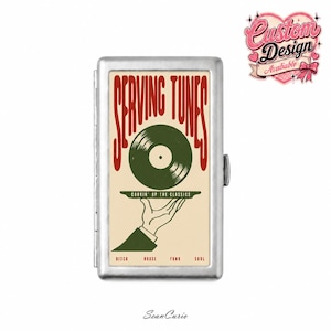 Retro cigarettfodral för vinylskivor, metalltobakshållare för musikälskare, fickfodral och korthållare för vintage disco, funk, soul