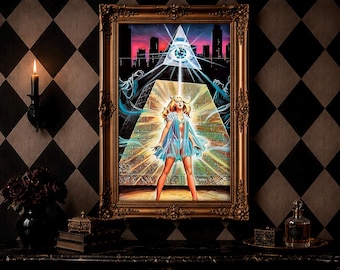 Vintage-Wandbild mit okkulter Pyramide, geheimnisvoller Illuminati-Auge-Leinwanddruck, Retro-Science-Fiction-Poster, alternative Wohndekoration