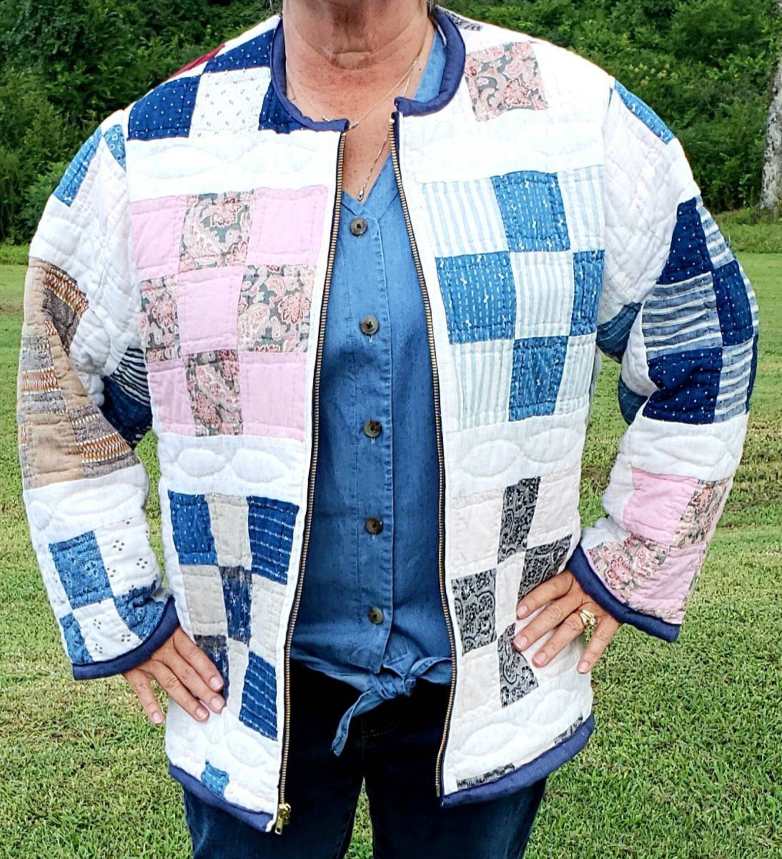 Upcycled Patchwork Boho Hippie Quilt Jacket Chore Coat from Etsy