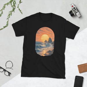 Pacific Ember Ocean Sunset T-shirt, kustvåglandskapströja
