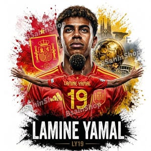 Poster di calcio della Spagna di Lamine Yamal, stampa artistica del Barcellona (download digitale)