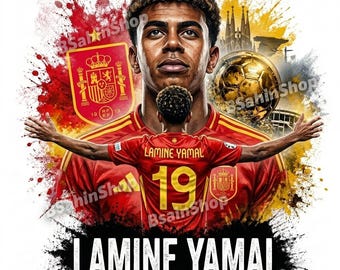 Affiche de football de Lamine Yamal (Espagne), impression d'art du Barça (téléchargement numérique)
