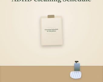 Printbaar schoonmaakschema dat geschikt is voor mensen met ADHD | Dagelijkse, wekelijkse en maandelijkse checklist, invulbaar pdf-bestand voor drukke huishoudens