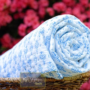 Baby Blanket, Crib Blanket/Quilt, 100% Cotton/Muslin Baby Quilt, Hand-stitched Quilt - Baby Shower Gift for Boy