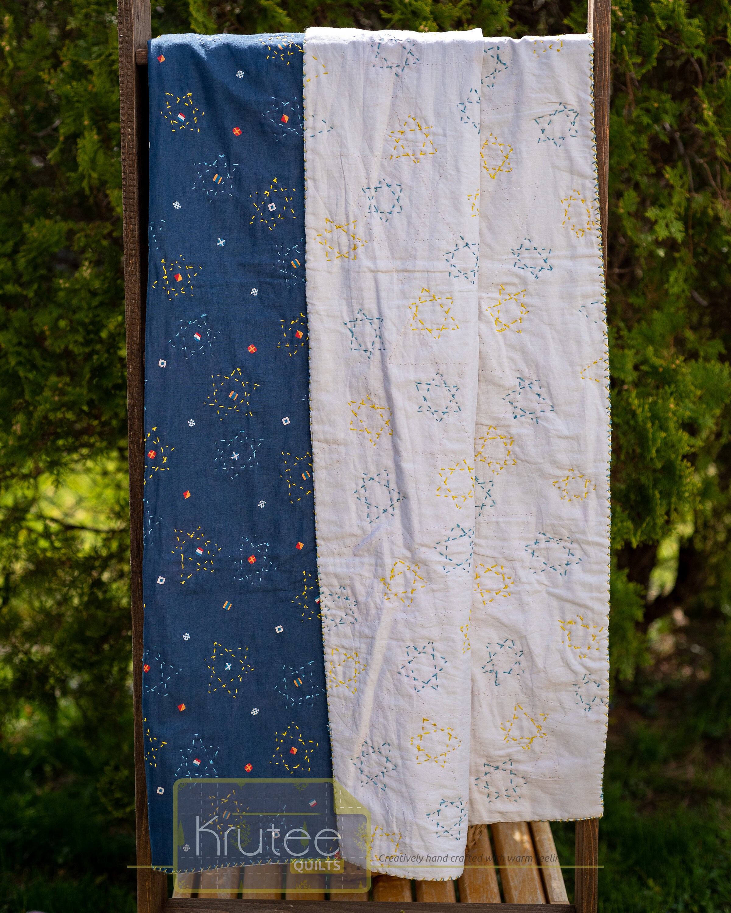 Indigo Handmade Quilt, Indigo Baby Blanket, Cotton Baby Blanket Gift