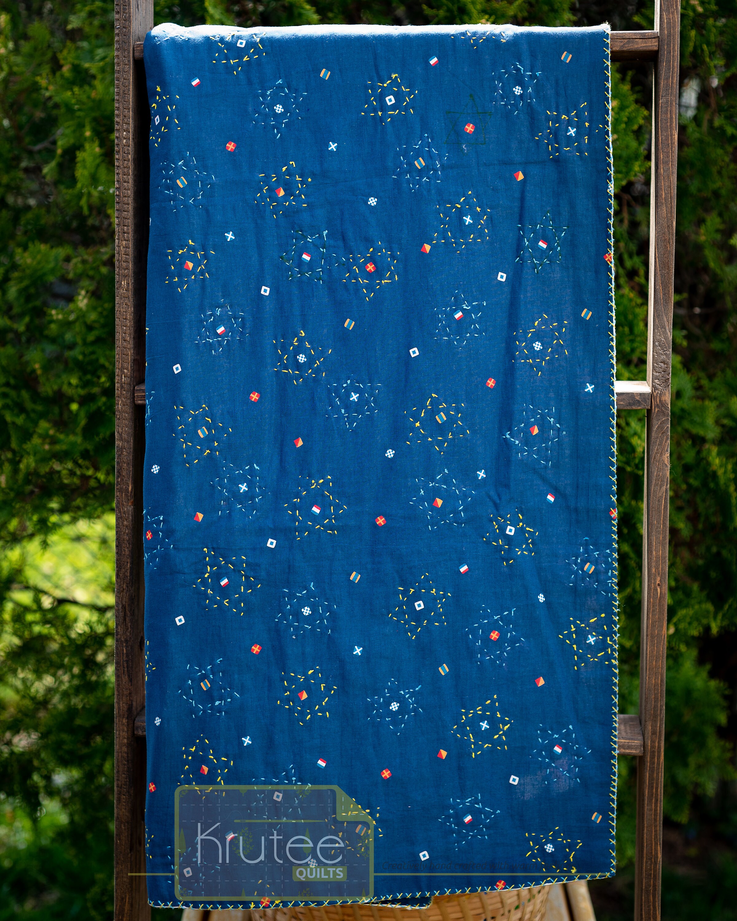 Indigo Handmade Quilt, Indigo Baby Blanket, Cotton Baby Blanket Gift