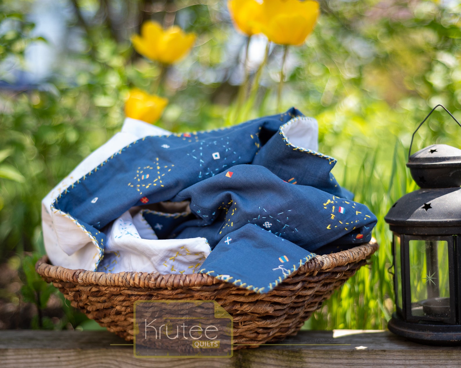 Indigo Handmade Quilt, Indigo Baby Blanket, Cotton Baby Blanket Gift