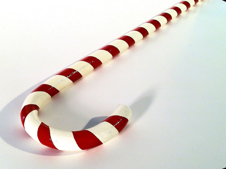 Christmas Candy Cane Wood Walking Cane Etsy