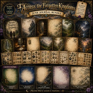 Fantasy Junk Journal Kit, Medeltida kungadömen, Drakar, Trollkarlar (Digital nedladdning)
