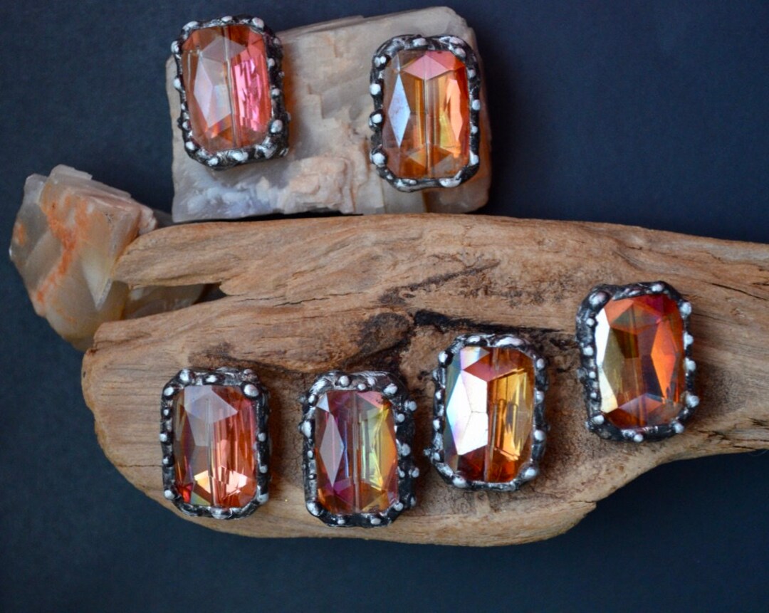 NEW MYSTIC SUNSTONE Large Soldered Crystal Focal Bead, Bracelet Charm