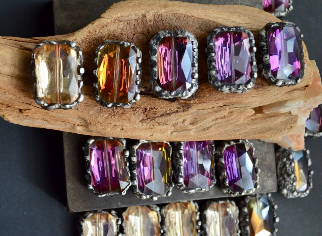 NEW COLORS LARGE Soldered Crystal Focal Bead, Bracelet Charm, Crystal