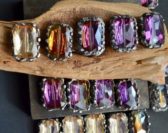 NEW COLORS! LARGE Soldered Crystal Focal Bead, Bracelet Charm, Crystal Pendant, Organic Solder Jewelry, Feeriee13 Charms