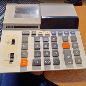 Vintage 1986 Casio HR-100 Printing Calculator - Retro Portable Desktop Adding Machine - Tested Working 80s Office Prop