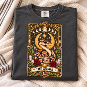 Ball Python Tarot Shirt, Celestial Snake Lover Tee, Mystical Reptile Gift