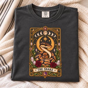 Ball Python Tarot Shirt, Celestial Snake Lover Tee, Mystical Reptile Gift