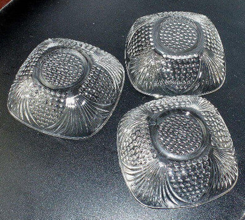 Set of Three Small Pressed Glass Bowls Crystal Nut Bowls Etsy