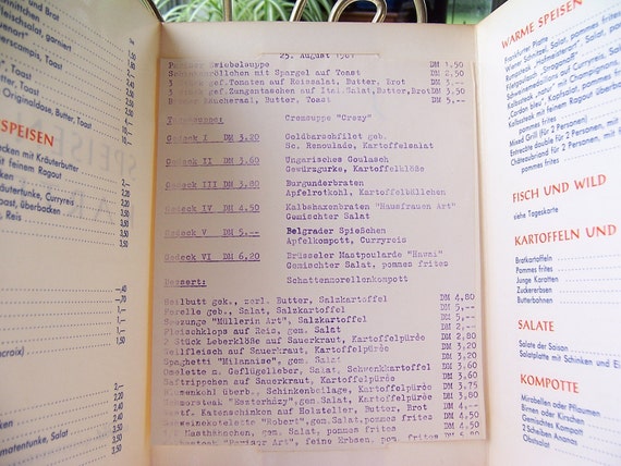 Vintage Menu Restaurant Allemand Allemand Souvenir Le Menu Affichage Speisen Karte Hospitalité Déjeuner Dîner Menu Du Petit Déjeuner - 