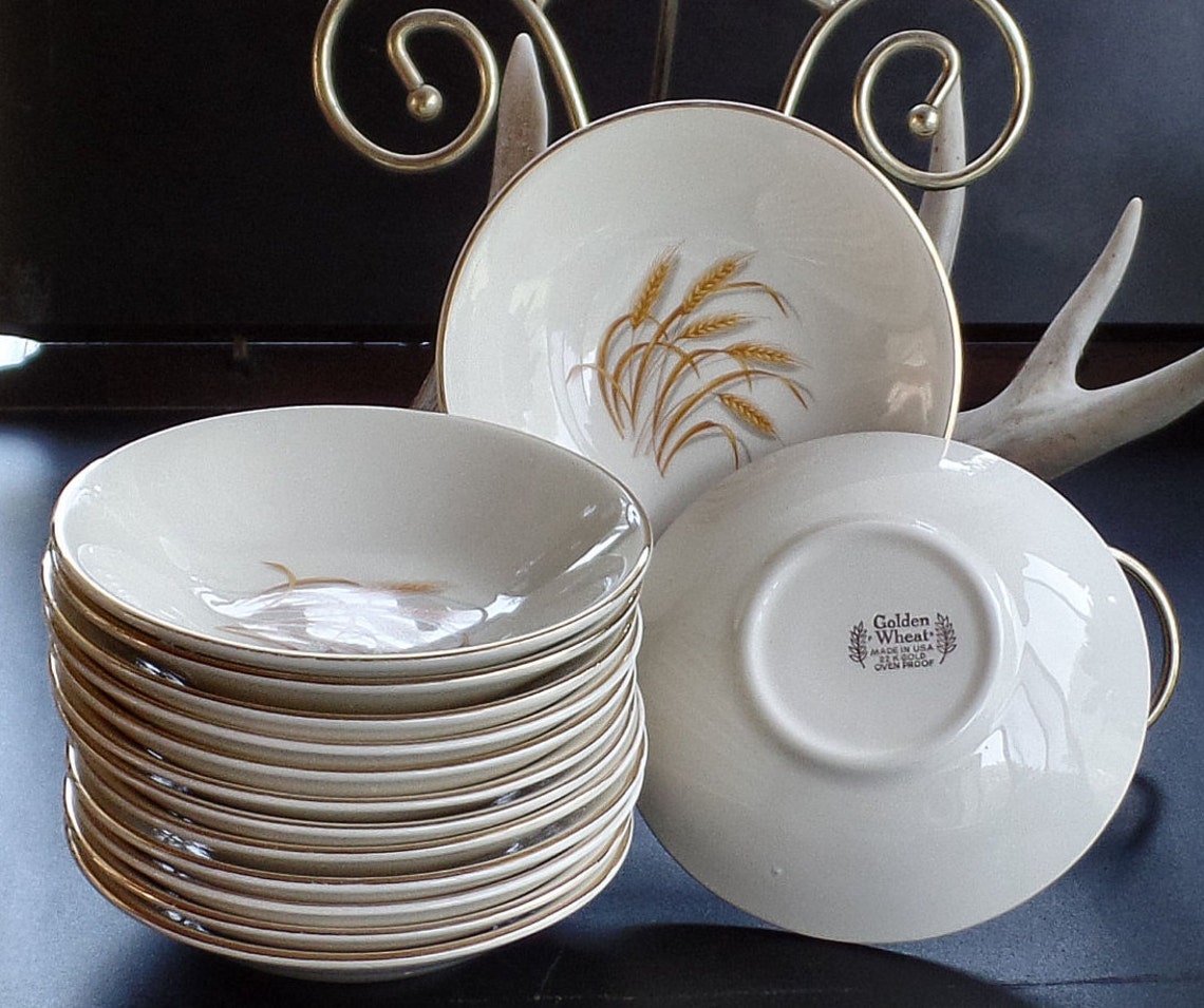 Three 3 Homer Laughlin China Golden Wheat Pattern Bowl Gold Etsy