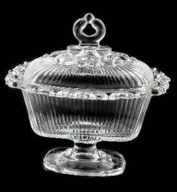 Indiana Glass Clear Candy Dish Pedestal Lace - Clear Glass Pedestal Candy Dish With Lid Indiana Glass Clear Candy Dish Pedestal Lace - Clear Glass Pedestal Candy Dish With Lid