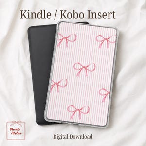Pink Bow Cover Insert for Kindle & Kobo | Printable Clear Case Insert | Coquette Aesthetic Digital Download