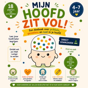 Arbeitsbuch zu Emotionen und Sinnesreizen für Kinder | Überreizt, wütend, innere Ruhe | Mein Kopf ist voll! Druckbare PDF-Datei (4–7 Jahre)