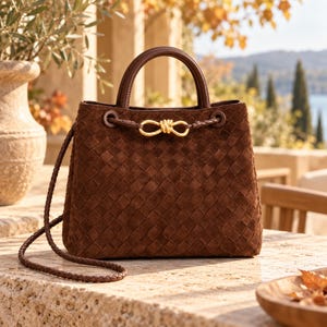Brown Suede Bag With Buckle - Etsy