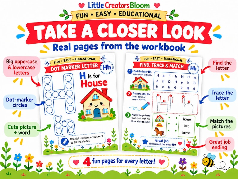 Preschool Alphabet Dot Marker Workbook A-Z, Printable Color & Ink ...