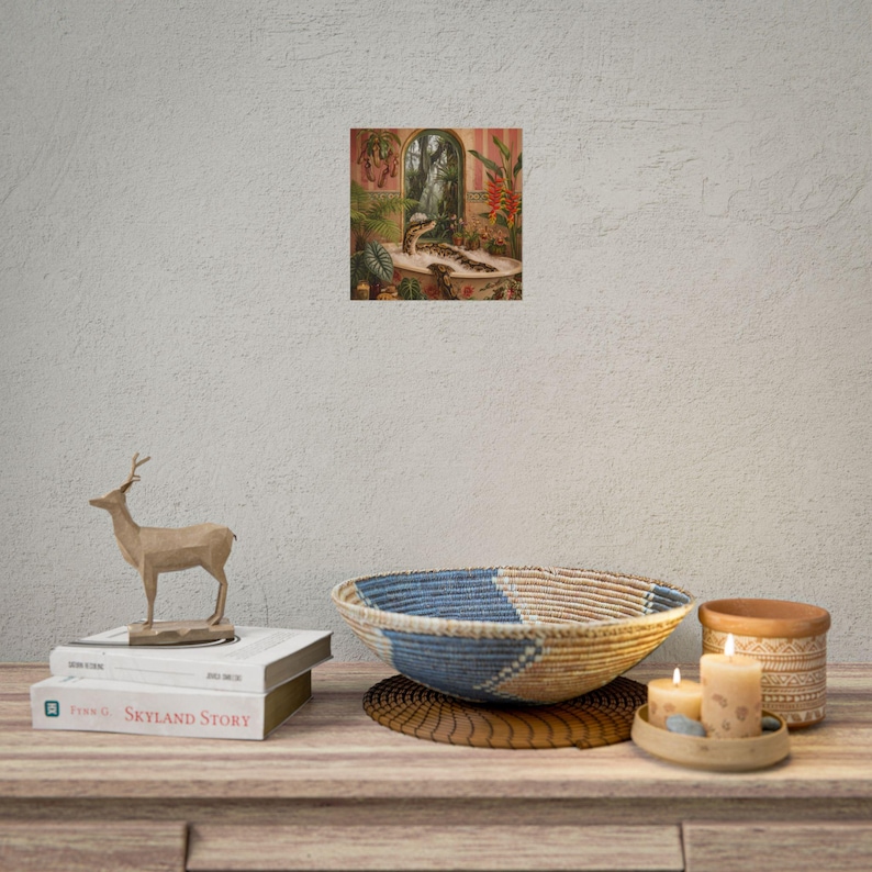 Balpython bubbelbad kunstprint | Maximalistische tropische botanische illustratie afbeelding 4