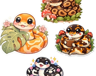 Ball Python Digital Art Pack | Kawaii Snakes | 8 PNG Digital Downloads