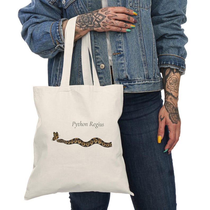 Ball Python Tote Bag | Organic Cotton Canvas Snake Lover Gift image 3
