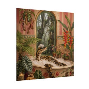 Balpython bubbelbad kunstprint | Maximalistische tropische botanische illustratie afbeelding 5