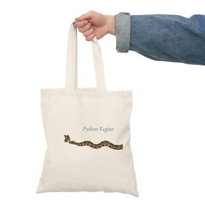 Ball Python Tote Bag | Organic Cotton Canvas Snake Lover Gift image 4