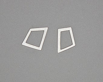 Asymmetric Sterling Silver Geometric Stud Earrings, Brushed Finish