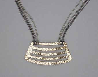 Hammered Gold-Filled Pendant Necklace: Modern Abstract Jewelry