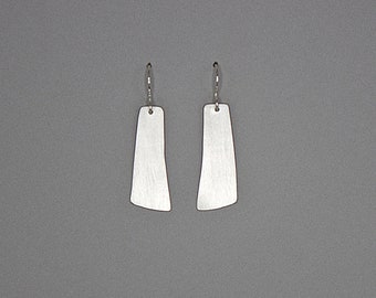 Brushed Sterling Silver Dangle Earrings, Everyday Jewelry