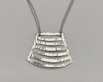 Handmade Hammered Sterling Silver Necklace, Polygon Pendant