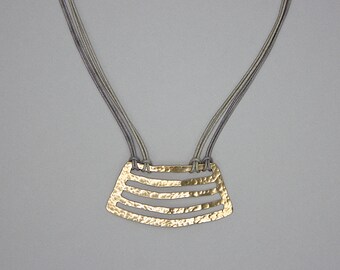 Hammered Brass Necklace. Modern Handmade Women's Necklace. Gifts for Her. Modern Jewelry. Abstract Jewelry. Women's Semi-Circle Pendant.