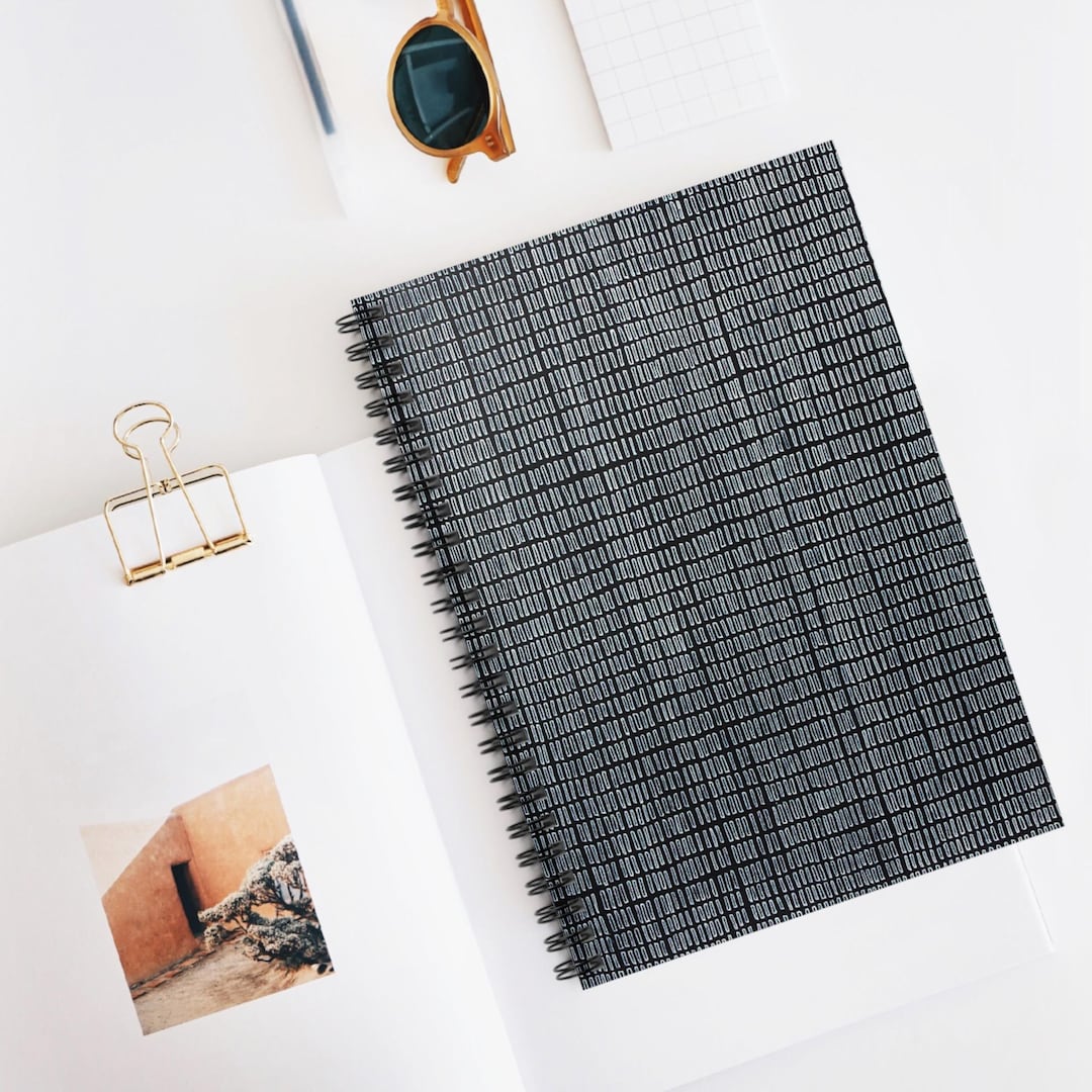 Minimalist White Rectangle Pattern Spiral Notebook | Ruled Journal - Etsy