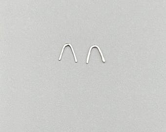 Hammered Sterling Silver Wishbone Stud Earrings, Handmade
