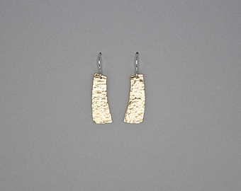 Hammered Brass Dangle Earrings. Simple Contemporary Design.