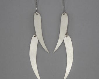 Brushed Sterling Silver Talon Earrings, Minimalist Jewelry