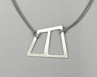 Brushed Sterling Silver Geometric Necklace - Handmade Modern Jewelry